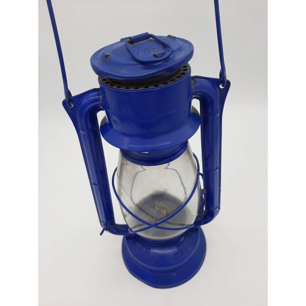 Vintage Meva 865 Blue Parrafin Oil Lamp Czech Republic